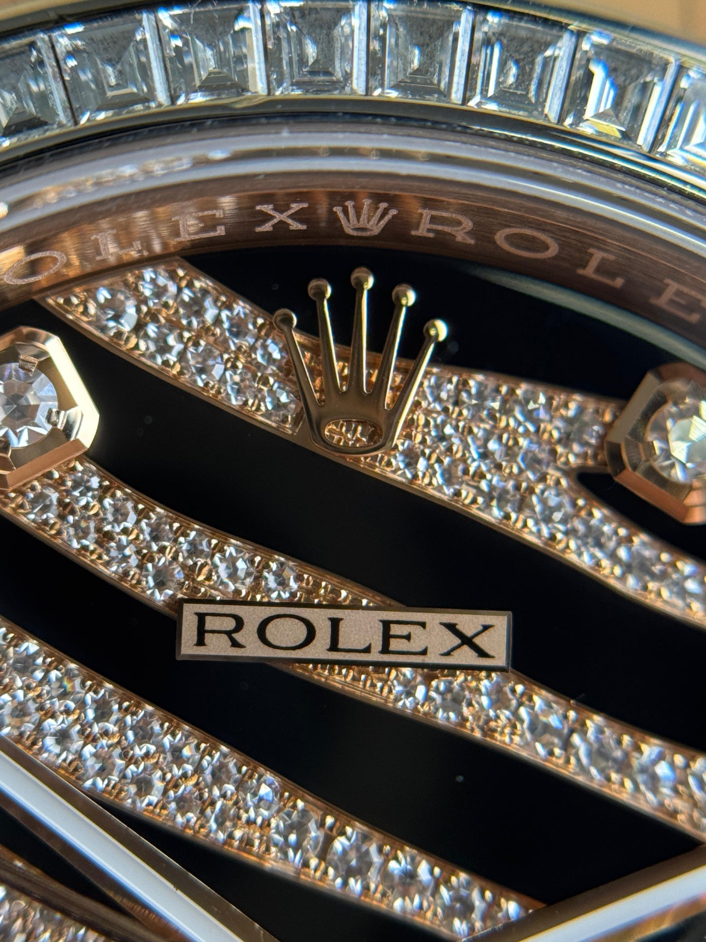 Rolex Datejust 36mm Rose Gold, Zebra Pave Diamond Dial