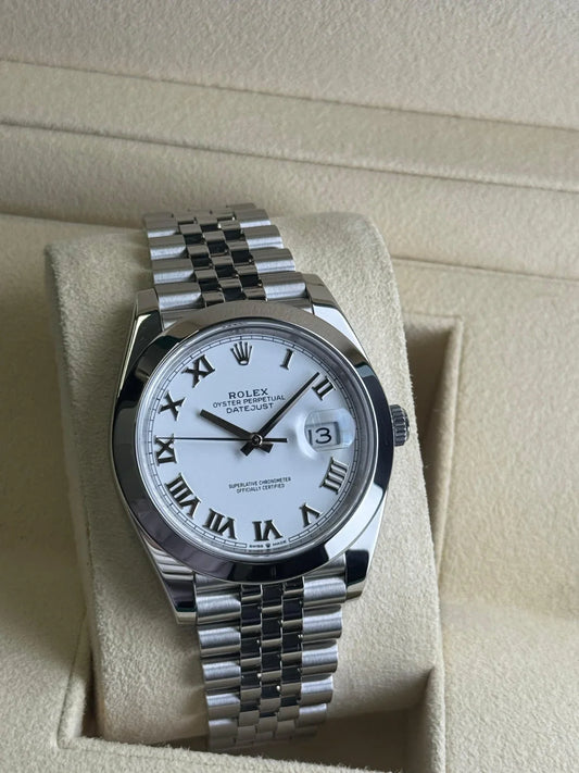 Rolex Datejust 41mm Stainless Steel White Dial Roman Numerals Jubilee 2024 - HOURLY