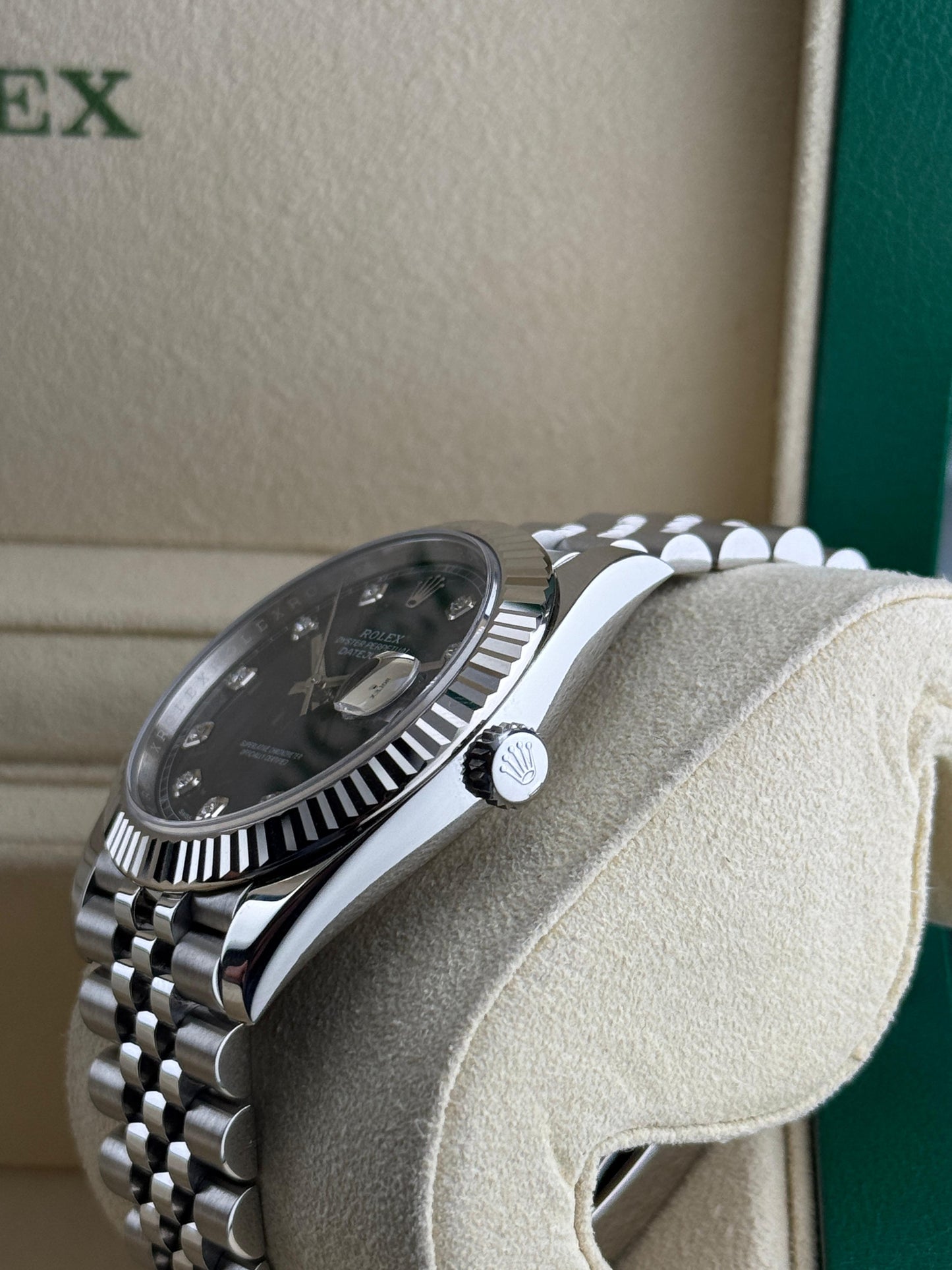 Rolex Datejust 41mm WhiteGold Bezel Blue diamond dial Jubilee 2017