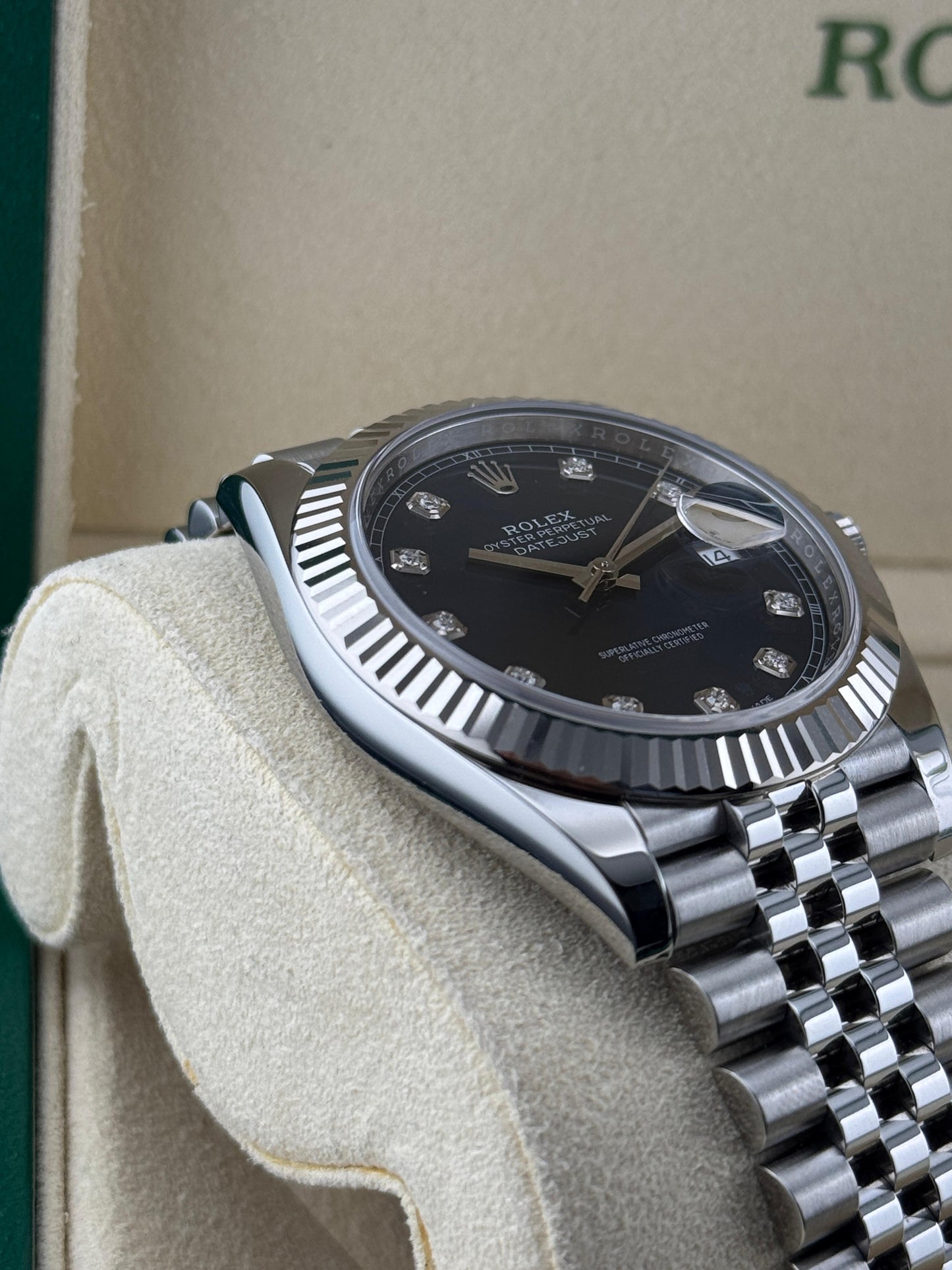 Rolex Datejust 41mm WhiteGold Bezel Blue diamond dial Jubilee 2017