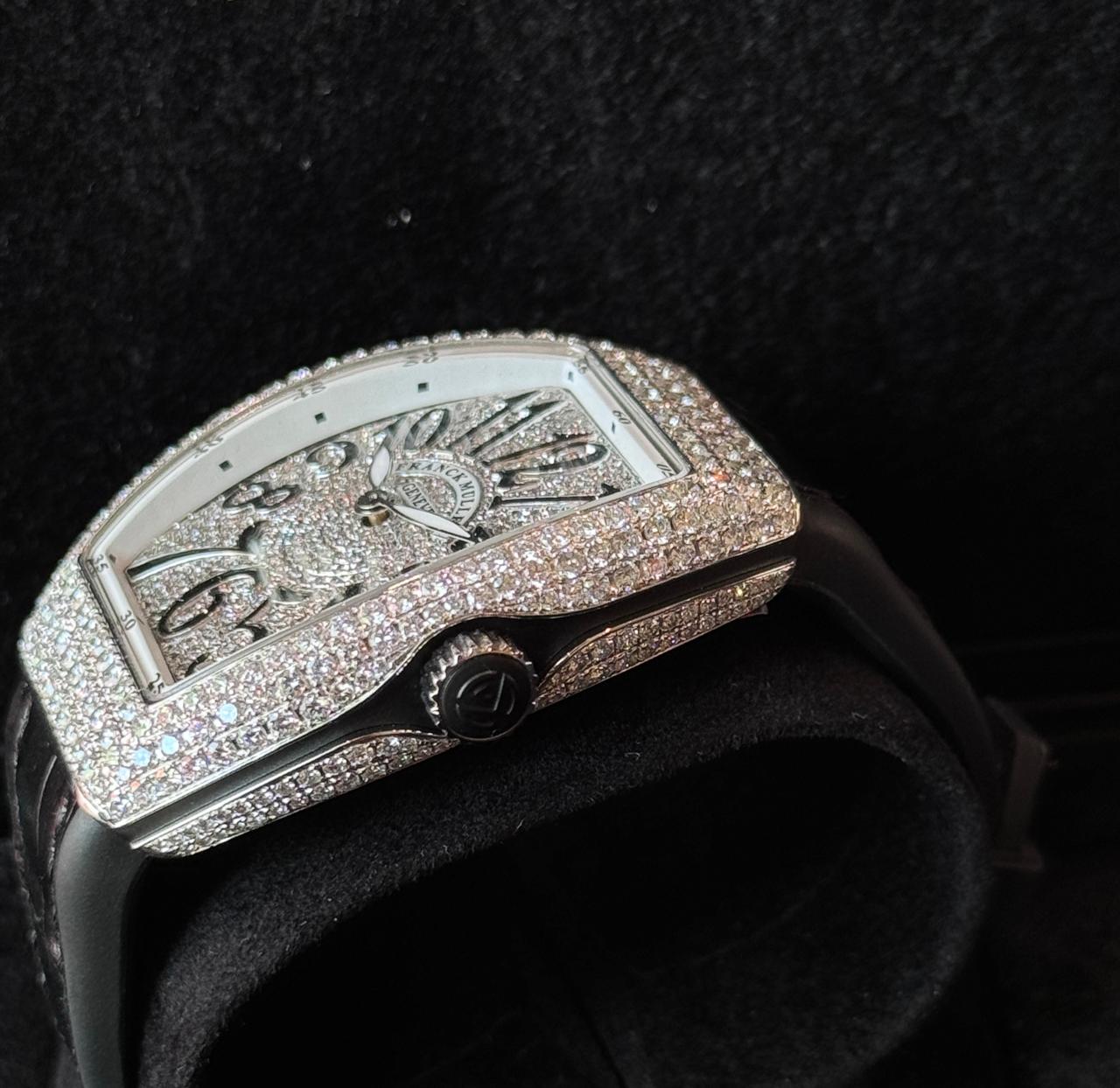 Franck Muller Vanguard 32mm Black pave diamonds afterset