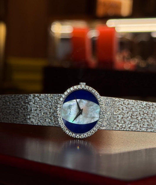 Piaget White Gold Oval 'Mother Of Pearl & Lapis Lazuli Dial