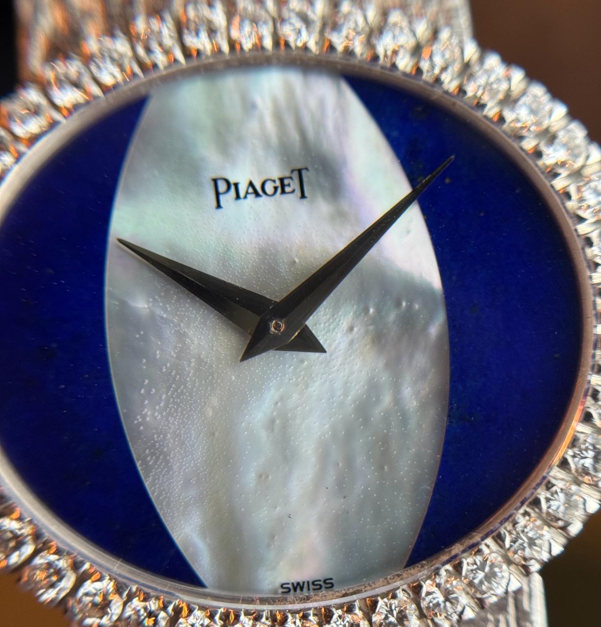 Piaget White Gold Oval 'Mother Of Pearl & Lapis Lazuli Dial