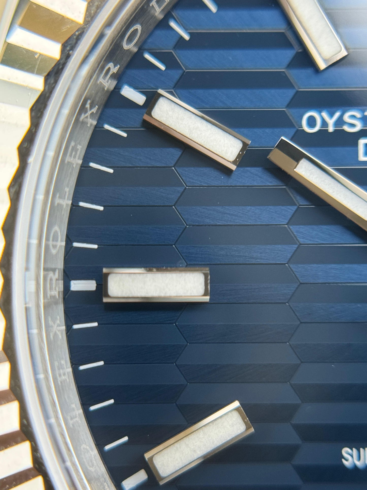 Rolex Datejust 36mm Fluted Bezel Blue Motif Dial Jubliee 2024
