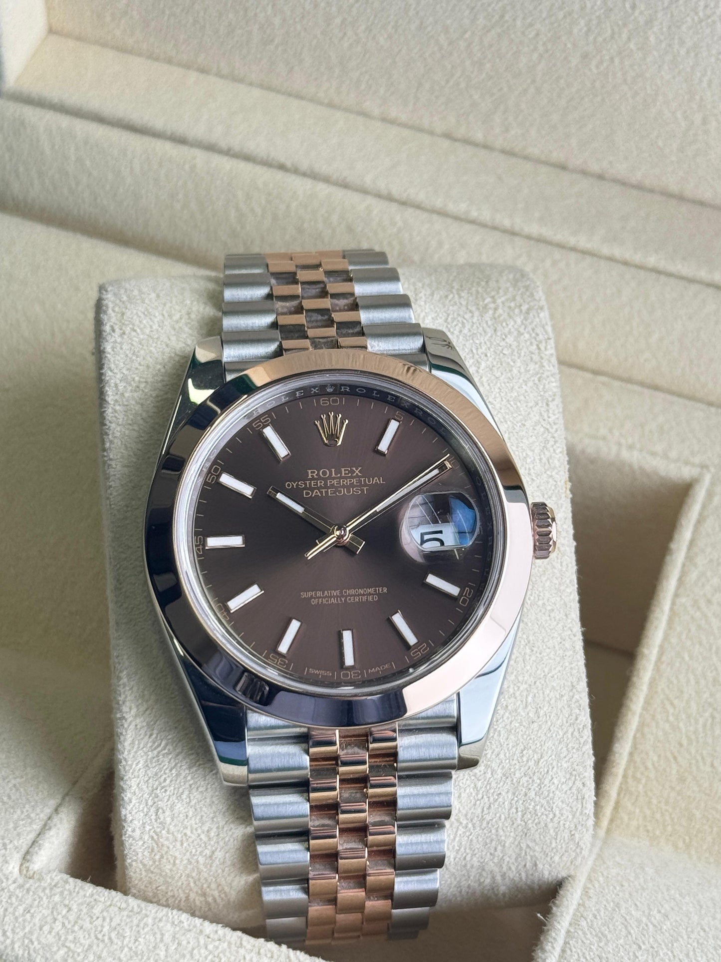 Rolex Datejust 41mm Steel & RoseGold Chocolate Dial Jubliee 2017
