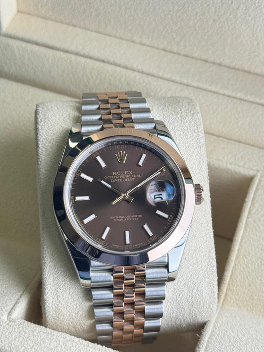 Rolex Datejust 41mm Steel & RoseGold Chocolate Dial Jubilee 2017 - HOURLY