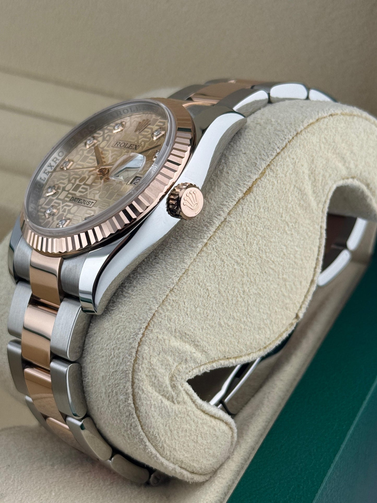 Rolex Datejust 36mm Steel & RoseGold Motif Sundust Pink Oyster 2008