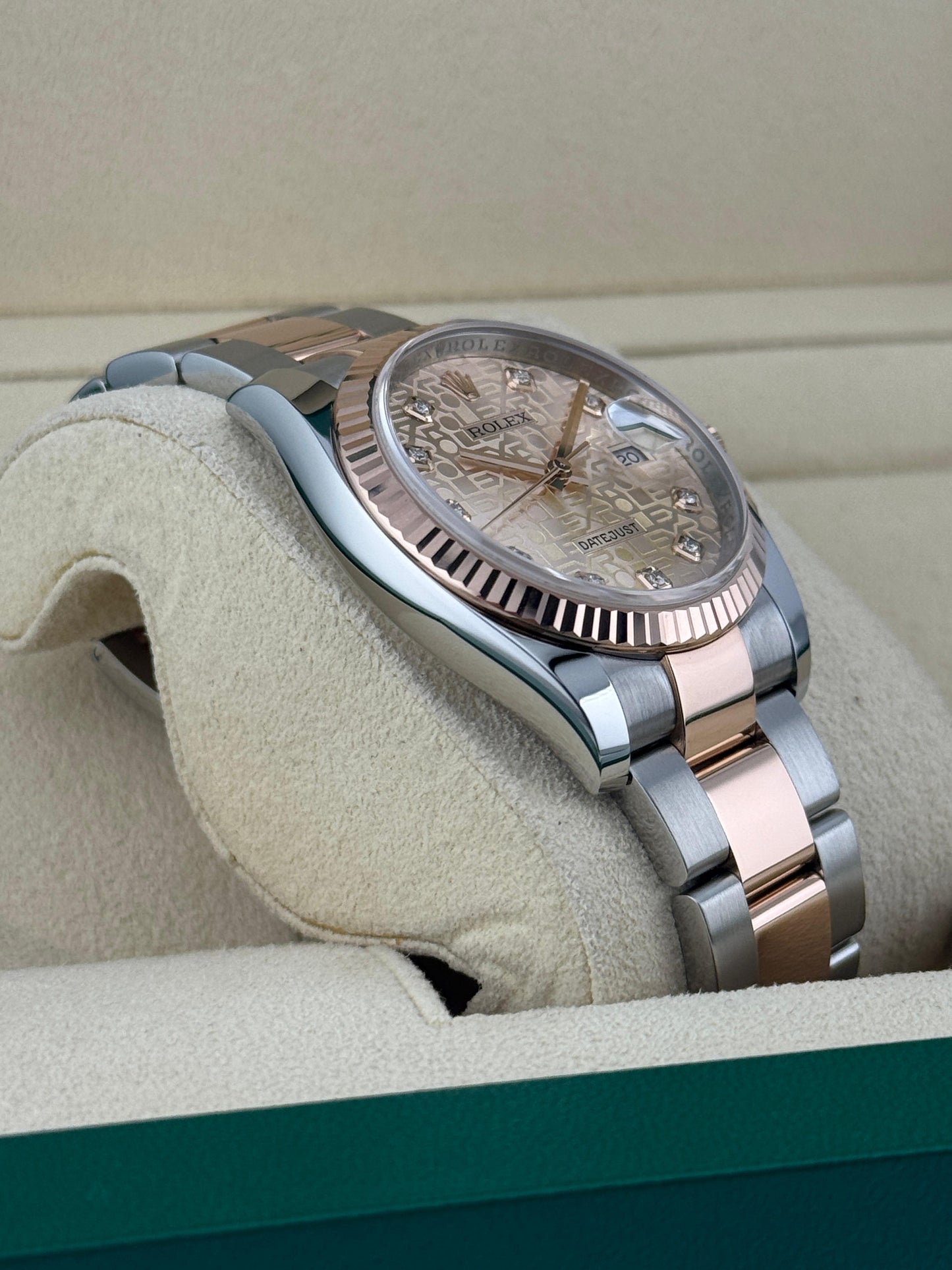 Rolex Datejust 36mm Steel & RoseGold Motif Sundust Pink Oyster 2008