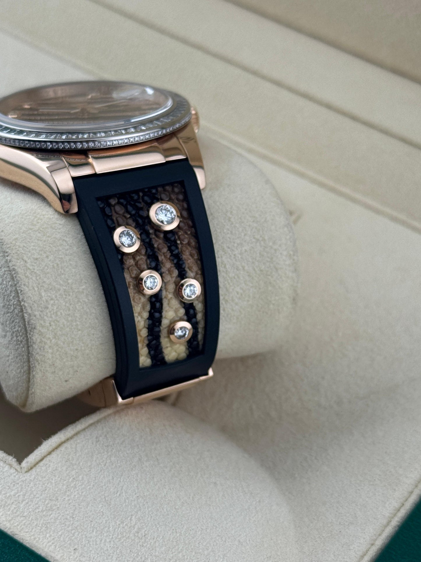 Rolex Datejust 36mm Rose Gold, Zebra Pave Diamond Dial