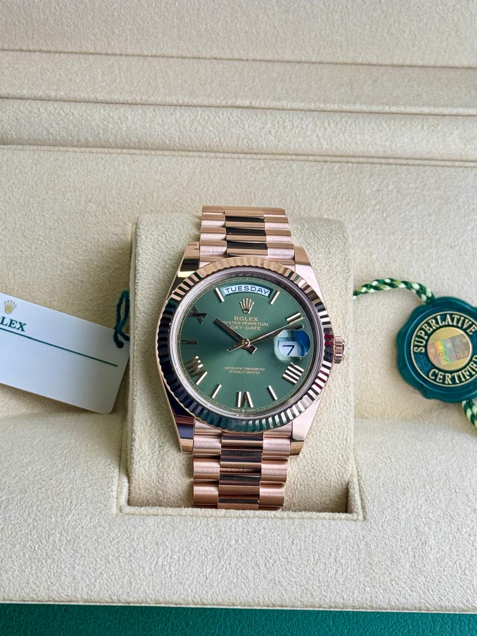Rolex Daydate 40mm Fluted Olive Dial 2025