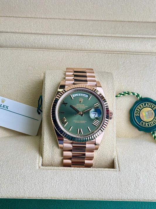 Rolex Daydate 40mm Fluted Olive Dial 2025 - HOURLY