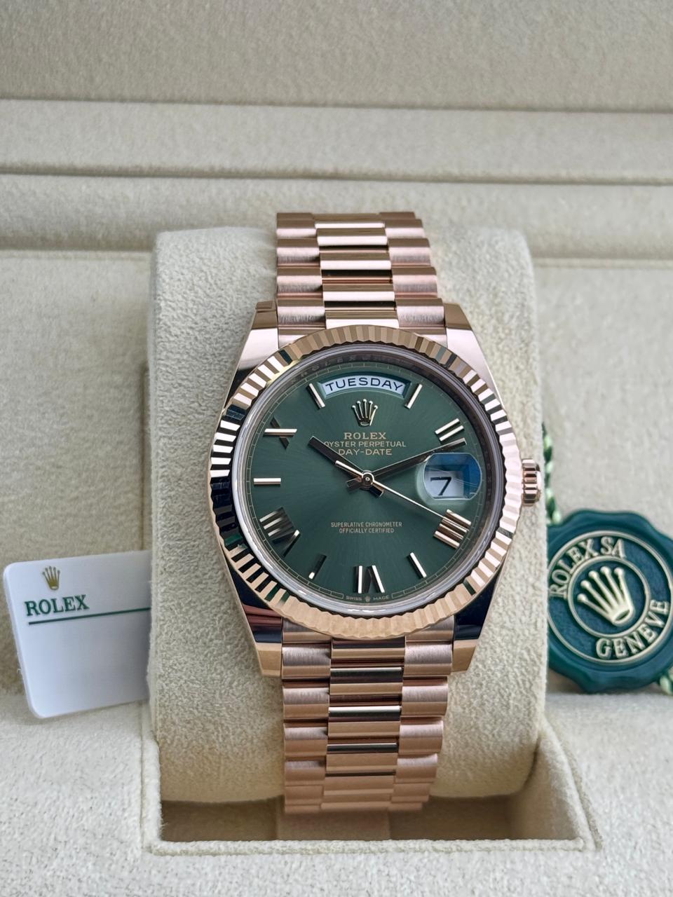 Rolex Daydate 40mm Fluted Olive Dial 2025