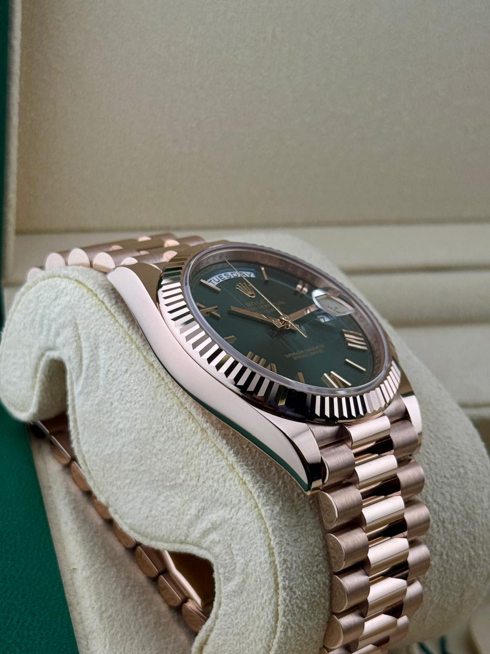 Rolex Daydate 40mm Fluted Olive Dial 2025