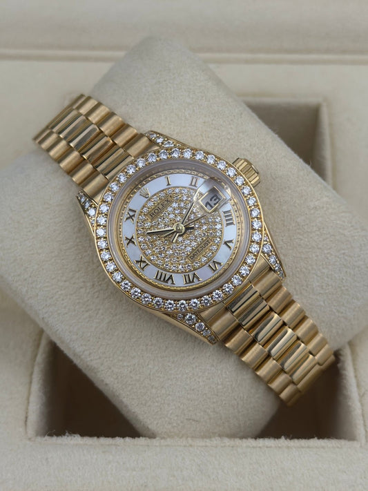 Rolex Datejust 26mm Diamond Bezel MOP Semi Pave Factory President 2000