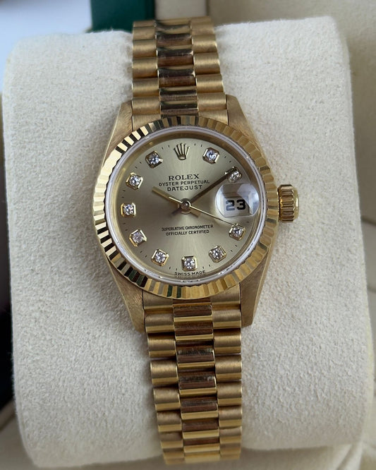 Rolex Datejust 26mm YellowGold Champagne Diamond Dial 1998