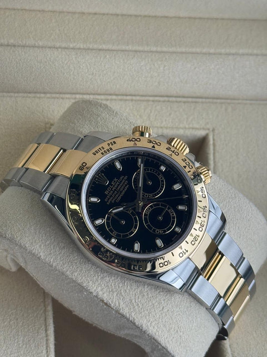 Rolex Cosmograph Daytona 40mm Yellow Gold Stainless Steel Black Dial 2018 - HOURLY