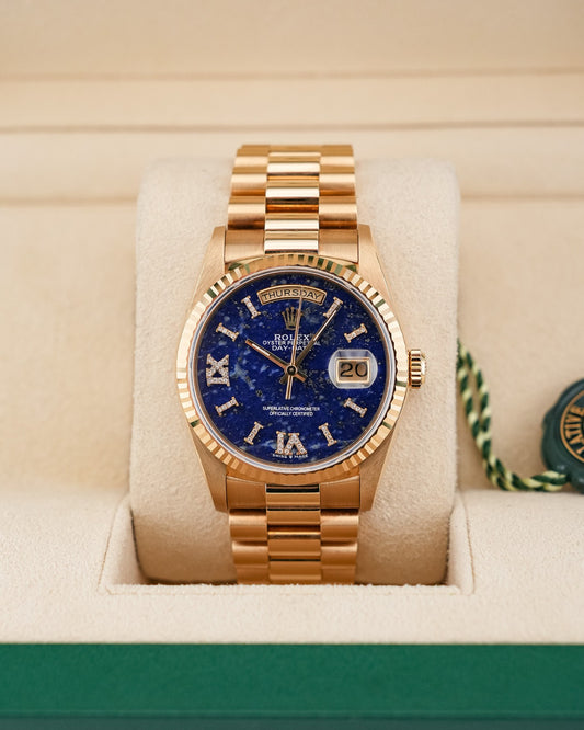 Rolex DayDate 36mm President YellowGold Aftermarket Lapis Lazuli Stone Dial