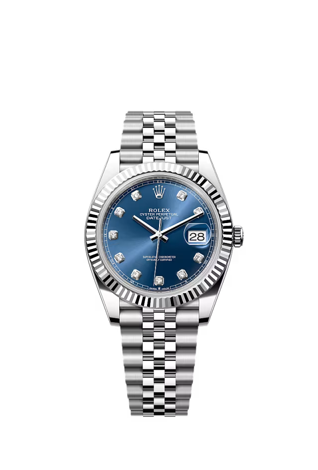 Rolex Datejust 41mm WhiteGold Bezel Blue diamond dial Jubilee 2017
