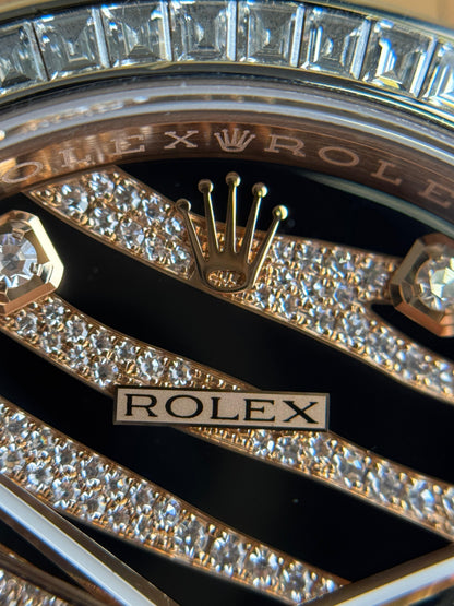 Rolex Datejust 36mm Rose Gold, Zebra Pave Diamond Dial