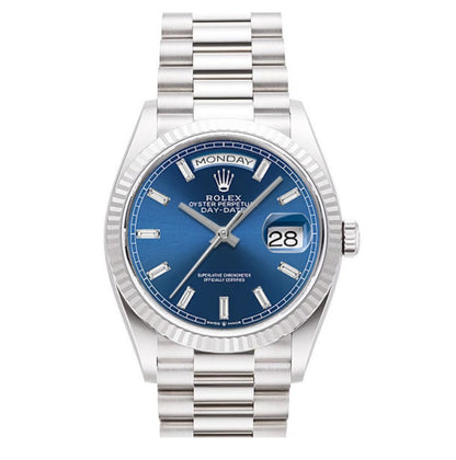 Rolex Day-Date 36mm WhiteGold Blue baguette Dial