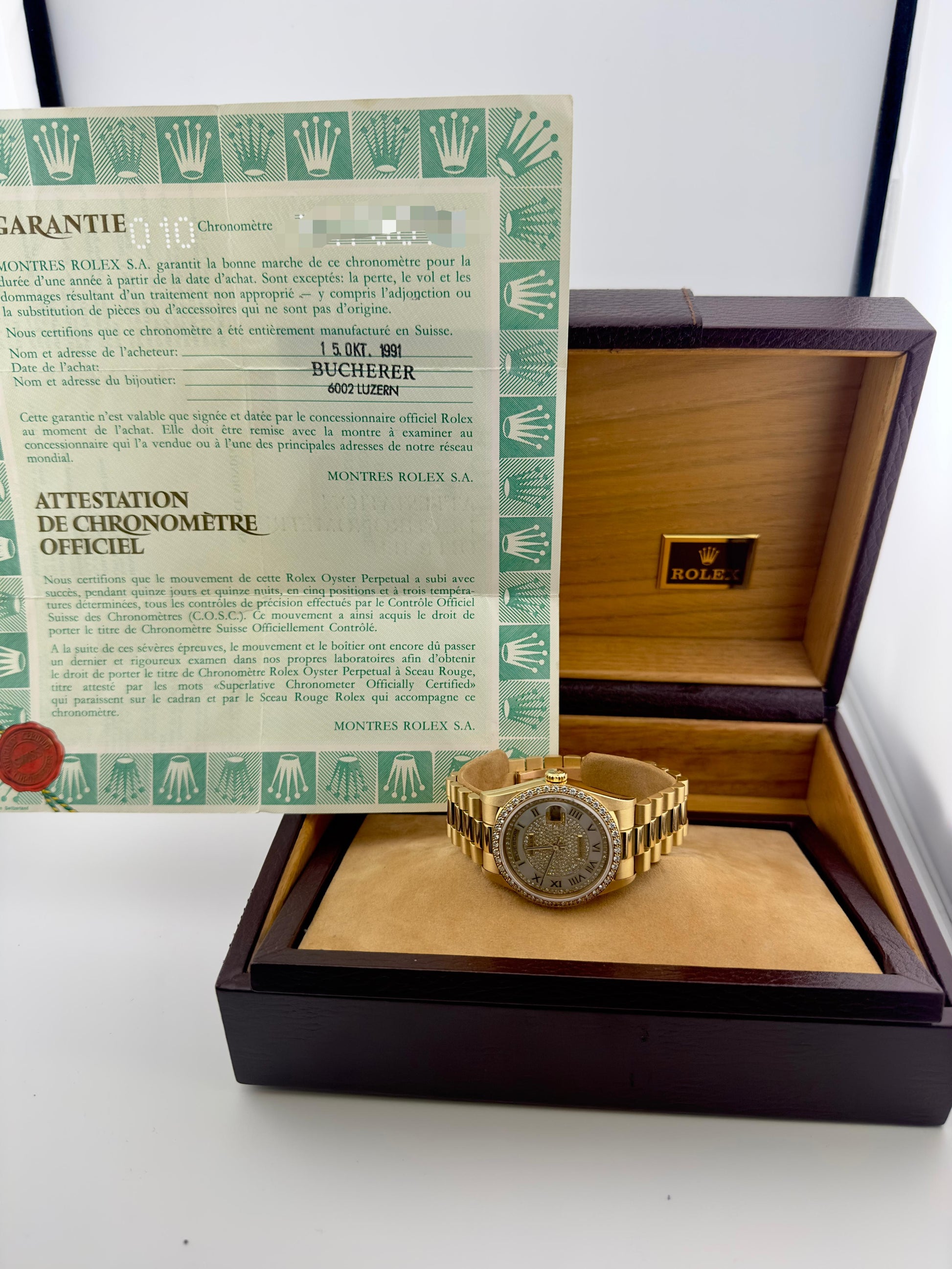 Rolex Day-Date 36mm Solid Gold Mother Of Pearl 1991 - HOURLY 