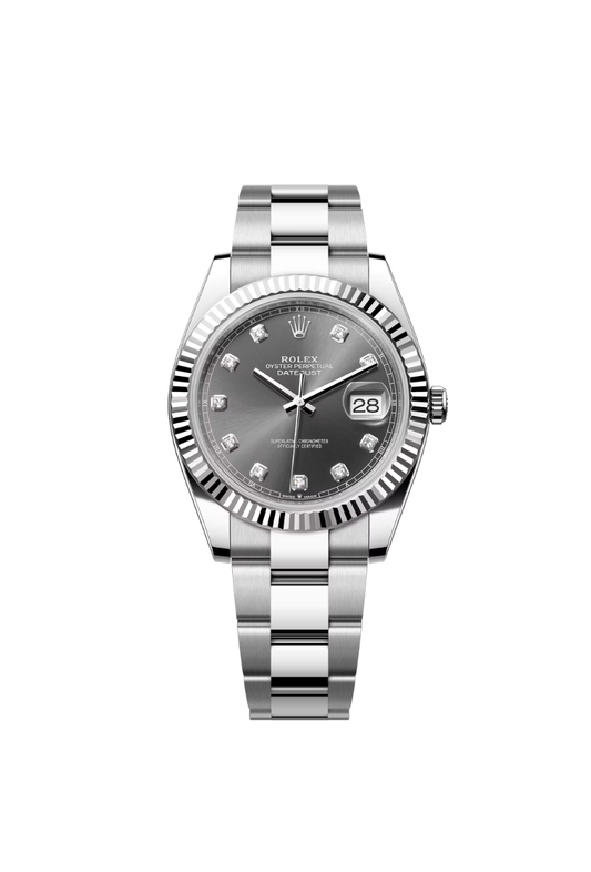 Rolex Datejust 41mm fluted Bezel Grey Diamond Dial Oyster 2024 - HOURLY 