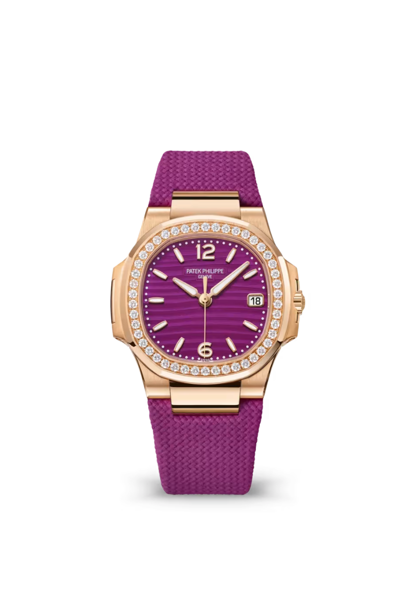 Patek Philippe Nautilus 32mm Quartz Rose Gold Lacquered Purple Dial Strap 2026