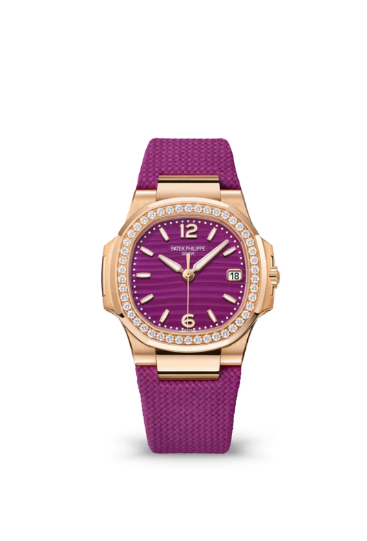 Patek Philippe Nautilus 32mm Quartz Rose Gold Lacquered Purple Dial Strap 2026