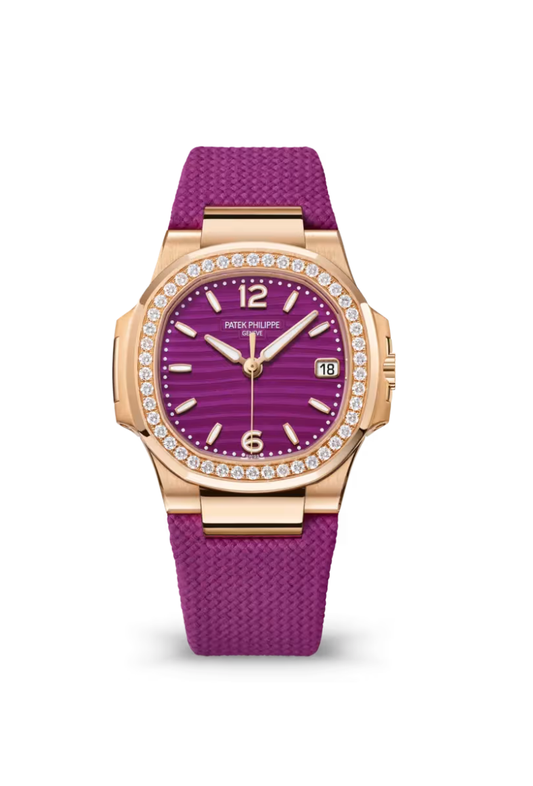 Patek Philippe Nautilus 32mm Quartz Rose Gold Lacquered Purple Dial Strap 2026