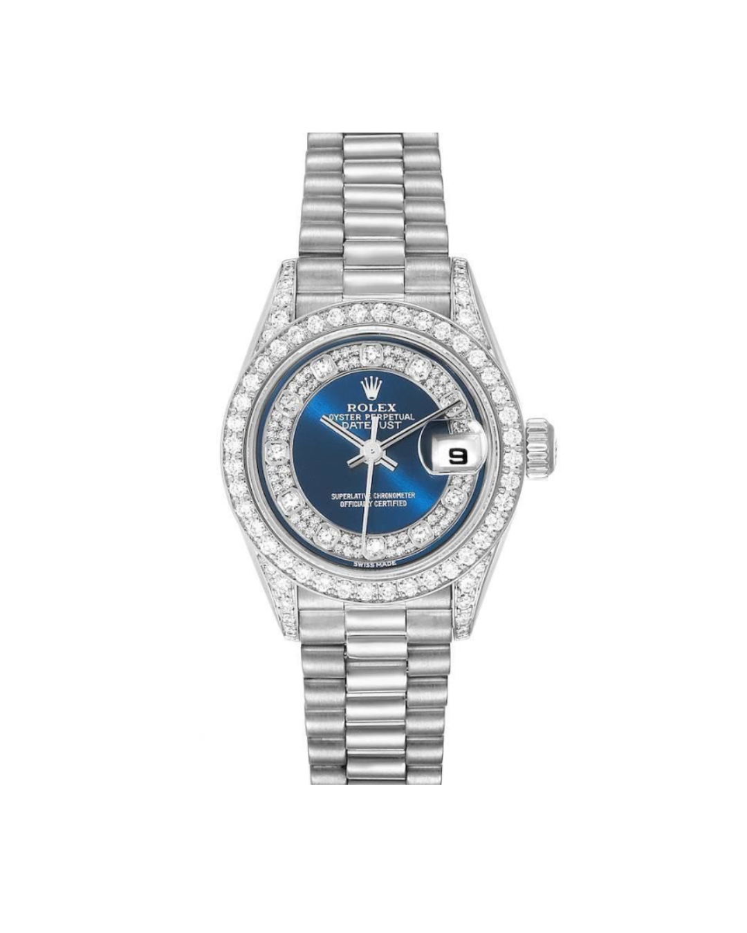 Rolex Datejust 31mm Diamond Bezel Blue diamond Dial Presidential