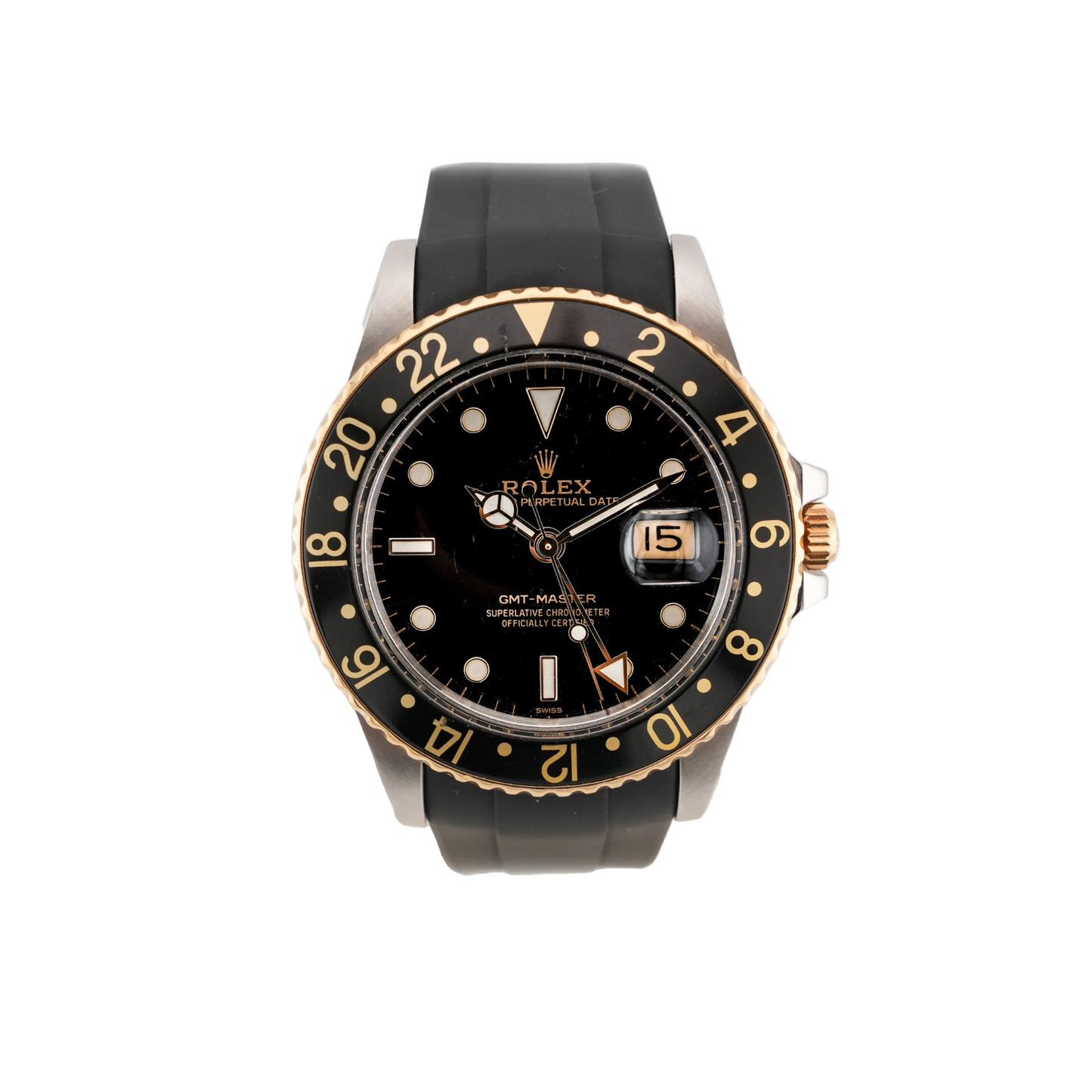 Rolex GMT-Master Steel & YelloGold Bezel Black Dial With Strap