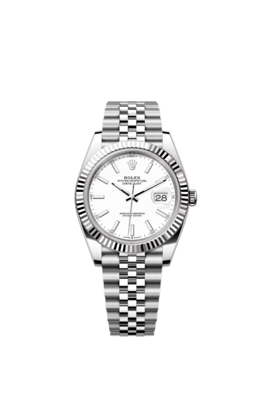 Rolex Datejust 41mm WhiteGold bezel White Index Dial Jubilee 2019