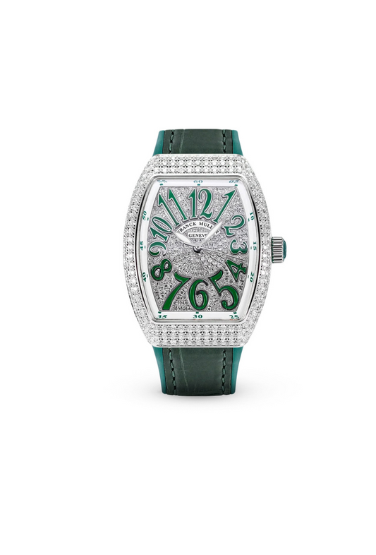 Franck Muller Vanguard 32mm Green Diamond afterset Pave