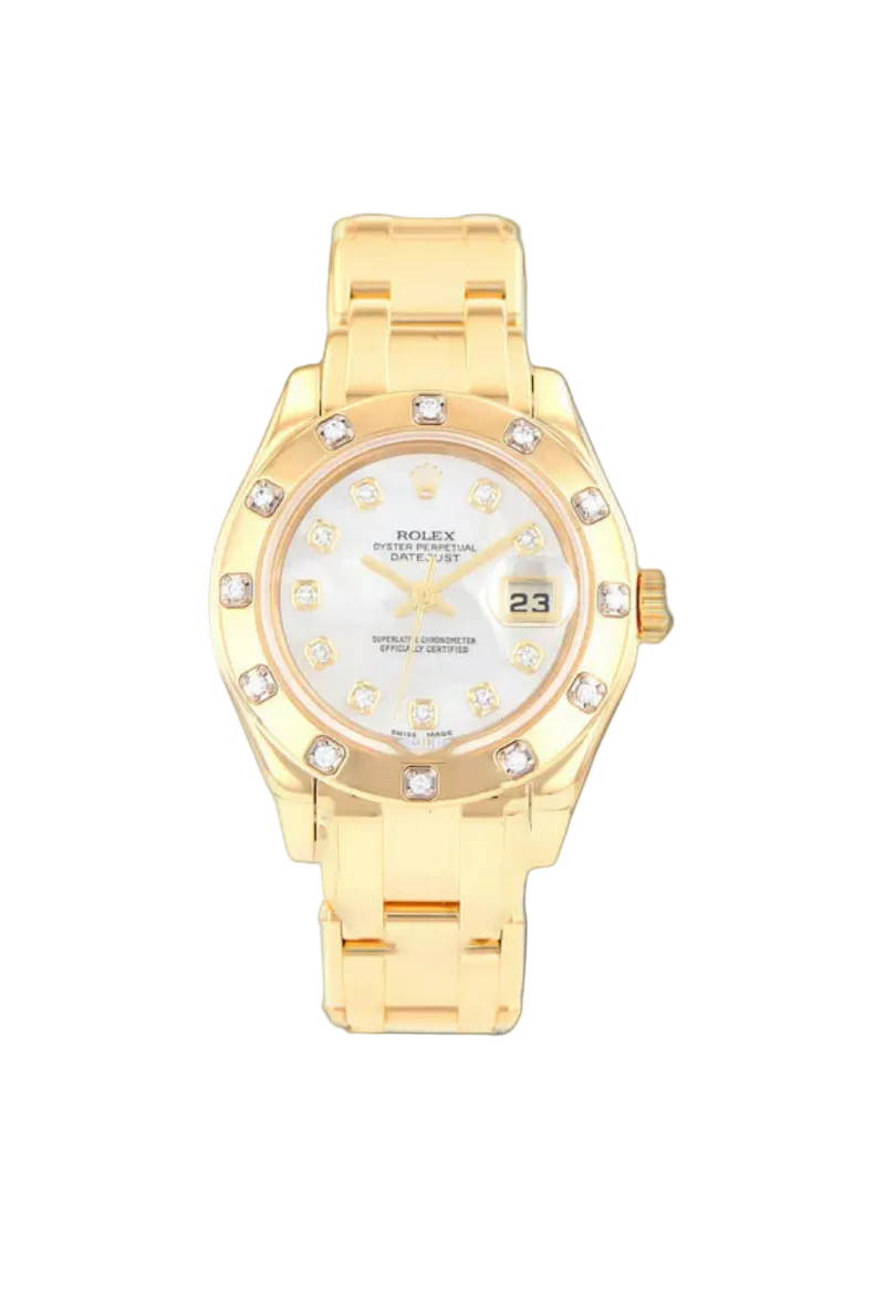Rolex Datejust Pearlmaster 34mm YellowGold Mother of Pearl Dial & Diamond Bezel 2009