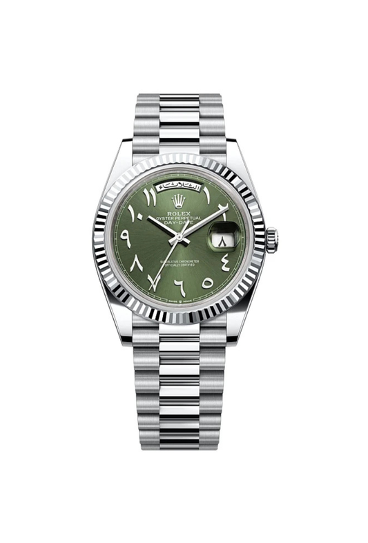 Rolex Day-Date 40mm President Platinum Green Arabic Dial 2025