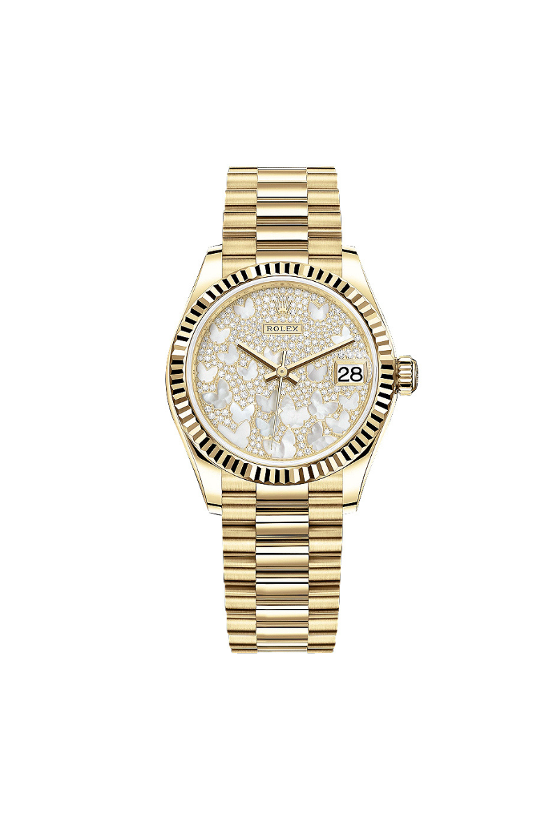 Rolex Datejust 31mm YellowGold Mother-of-pearl butterfly motifs 2021 - HOURLY 