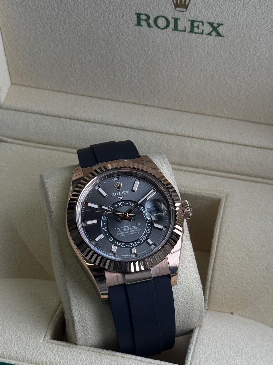 Rolex Sky-Dweller 42mm RoseGold Grey Dial Oyster flex 2024