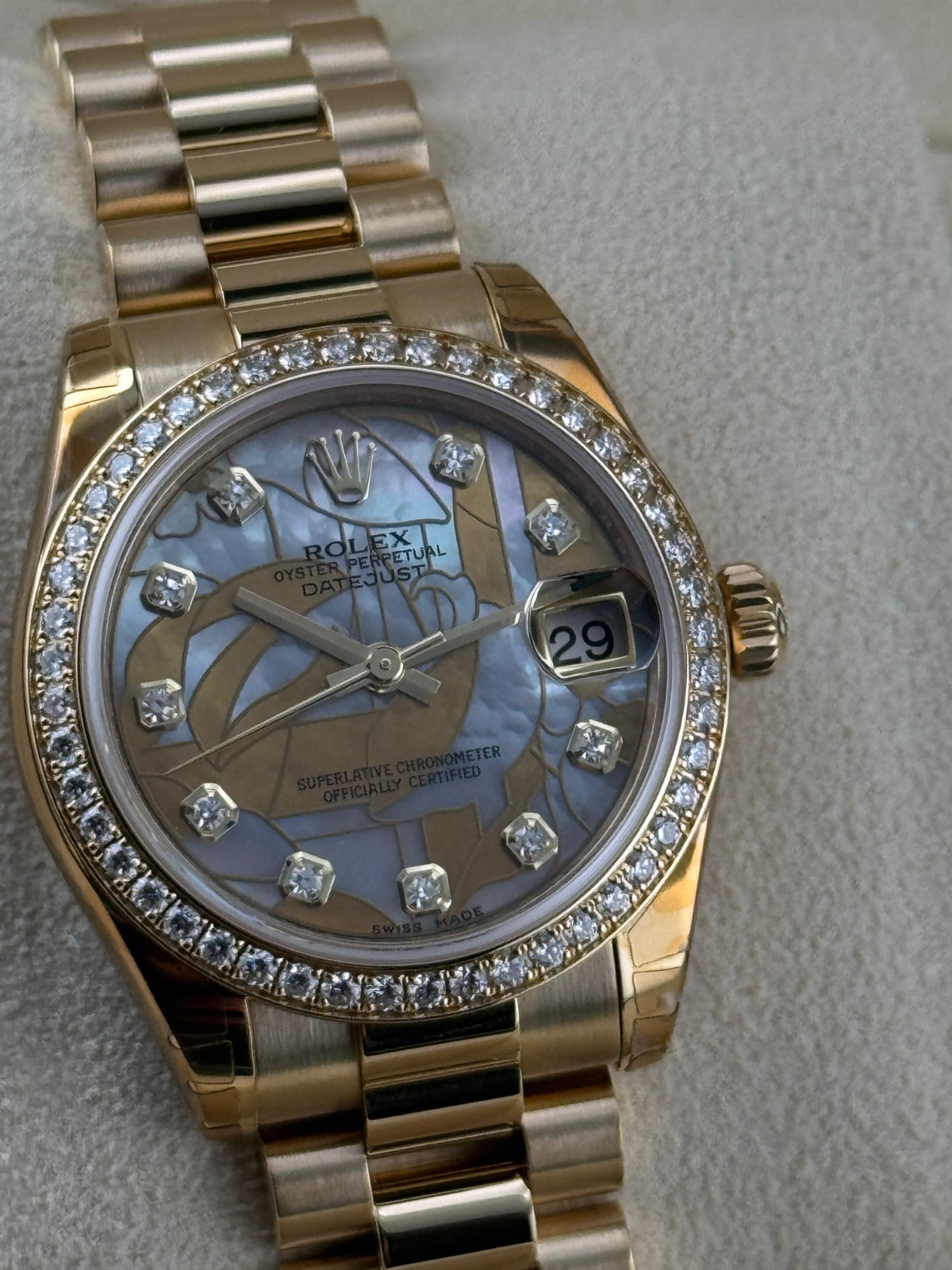 Rolex Datejust 31mm Yellow Gold Diamond Bezel Rare Dream Dial presidential unworn 2014