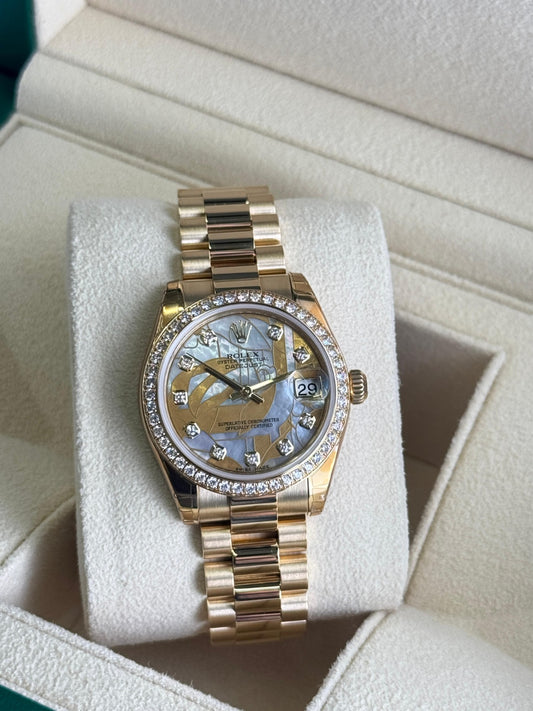 Rolex Datejust 31mm Yellow Gold Diamond Bezel Rare Dream Dial presidential unworn 2014