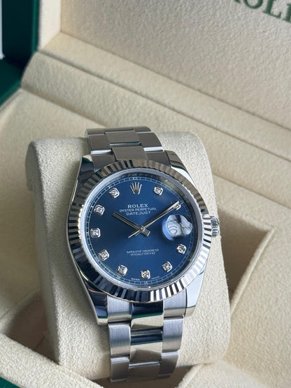 Rolex Datejust 41mm Blue Diamond Fluted Oyster 2019