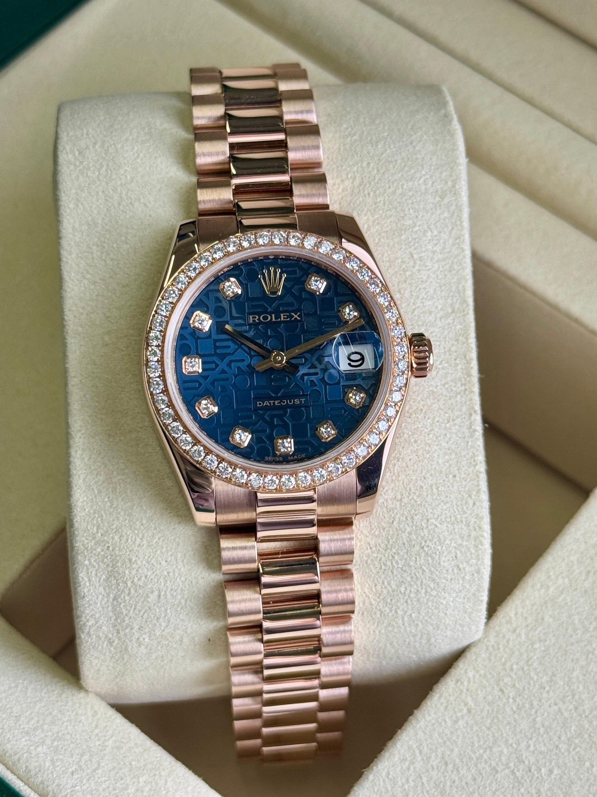 Rolex Datejust 31mm Computer Blue Dial Aftermarket Diamond Bezel - HOURLY 