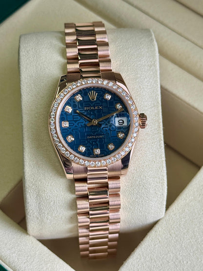 Rolex Datejust 31mm Computer Blue Dial Aftermarket Diamond Bezel - HOURLY 