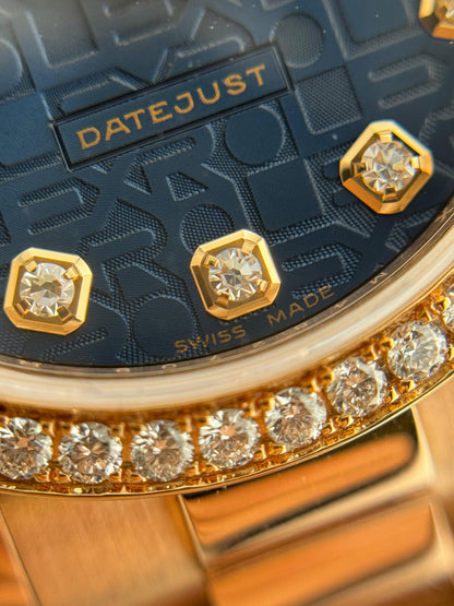 Rolex Datejust 31mm Computer Blue Dial Aftermarket Diamond Bezel - HOURLY 