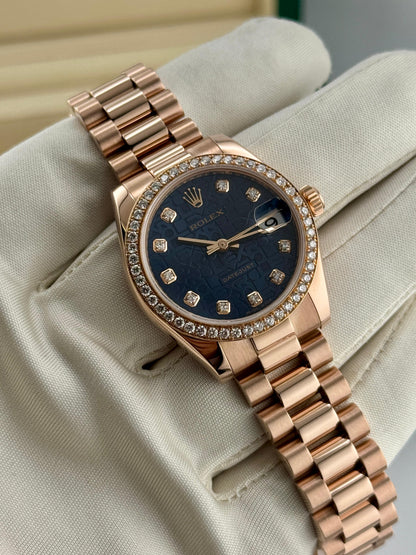 Rolex Datejust 31mm Computer Blue Dial Aftermarket Diamond Bezel - HOURLY 