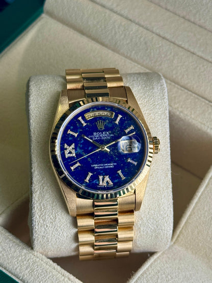 Rolex DayDate 36mm President YellowGold Aftermarket Lapis Lazuli Stone Dial