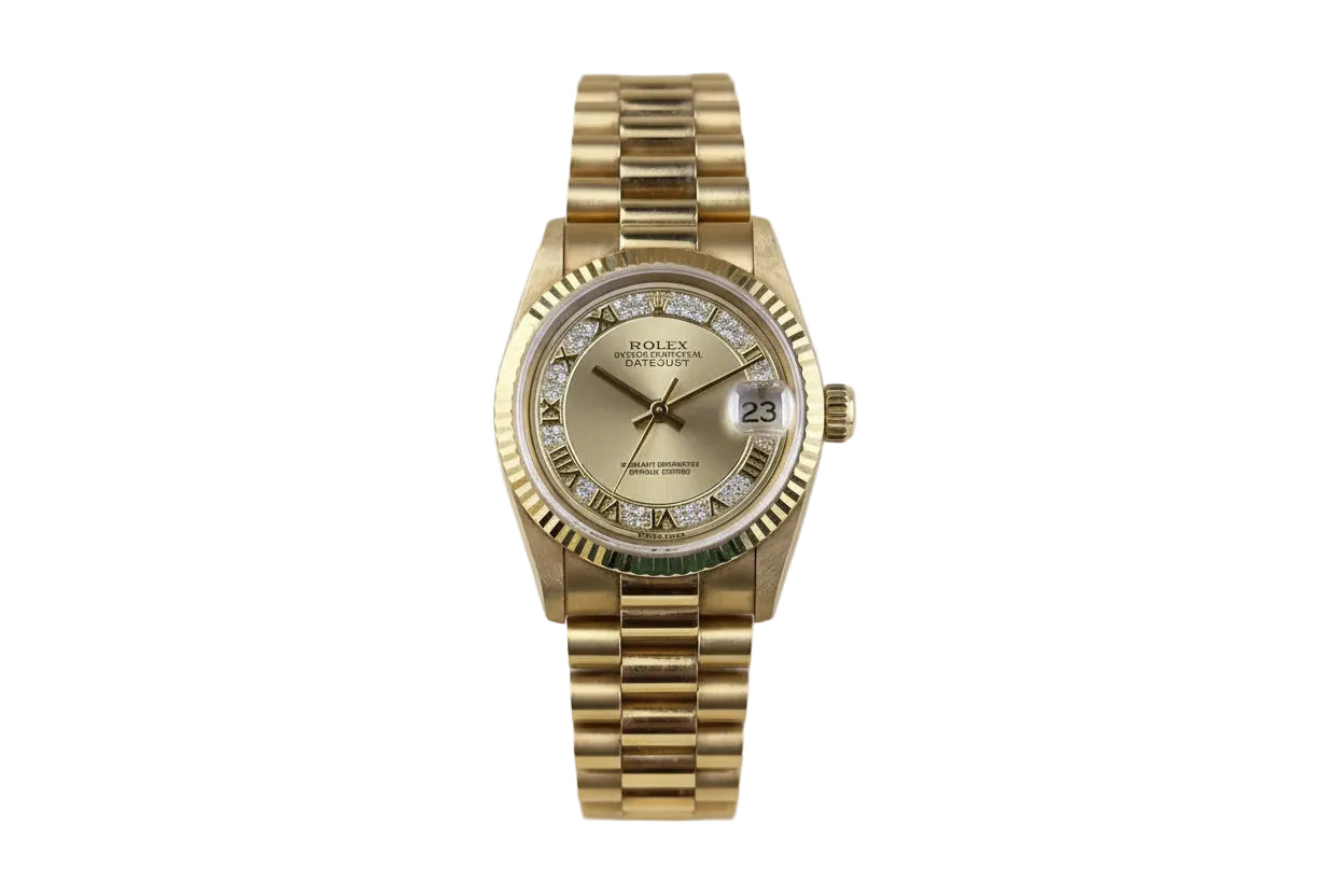 Rolex Datejust 31mm YellowGold Champagne Pave Dial 1997 - HOURLY 
