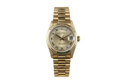 Rolex Datejust 31mm YellowGold Champagne Pave Dial 1997 - HOURLY 
