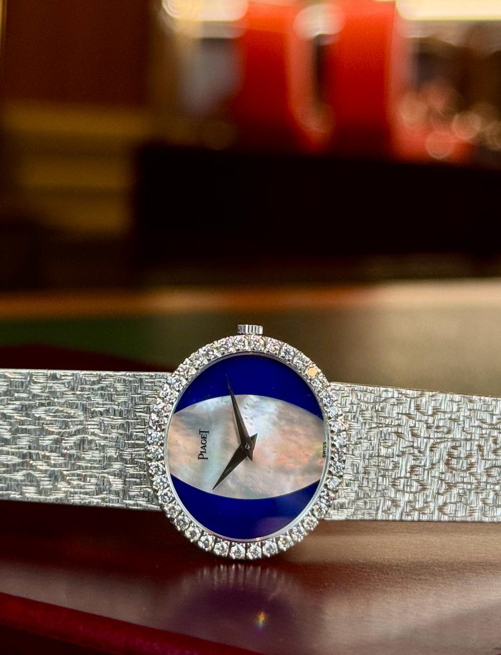 Piaget White Gold Oval 'Mother Of Pearl & Lapis Lazuli Dial