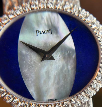 Piaget White Gold Oval 'Mother Of Pearl & Lapis Lazuli Dial