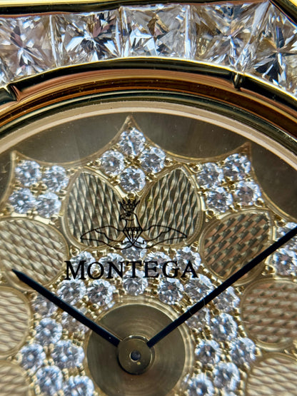 Montega YellowGold Petal Dial Pave Diamond Bezel Watch